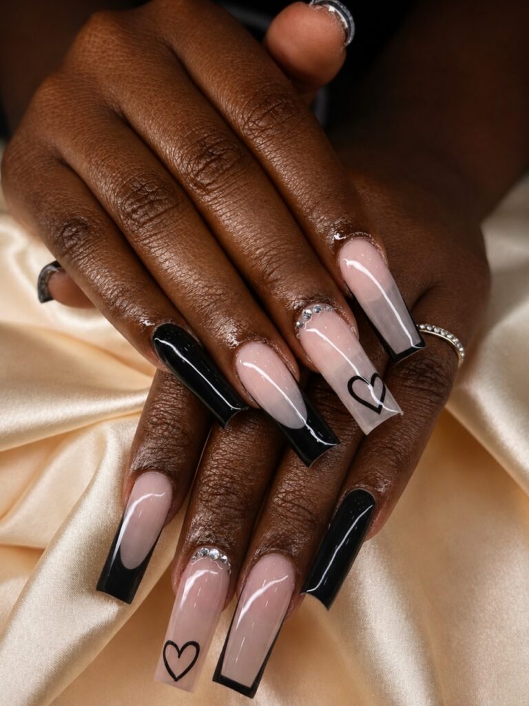 Midnight Jewel Coffin nails