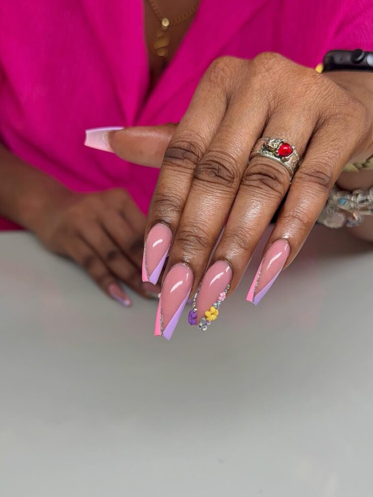 Chrome Nude Coffin nails