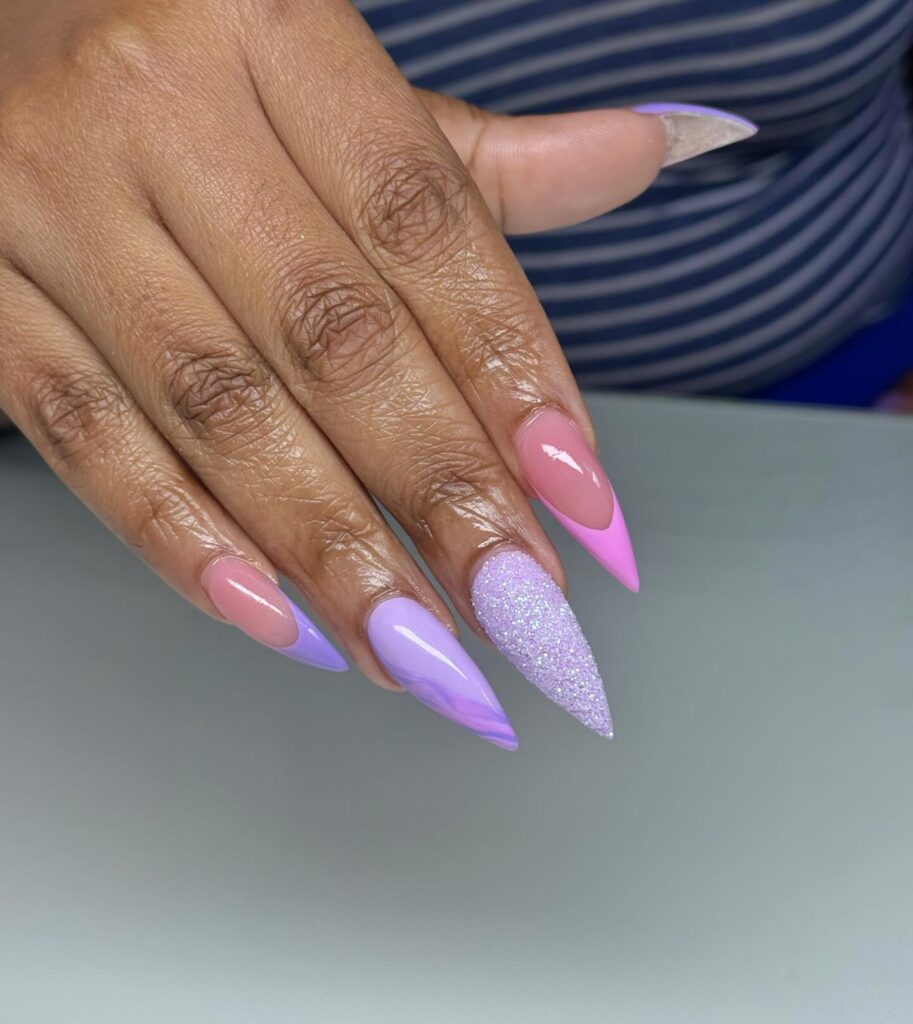 Ombre Peach Almond nails
