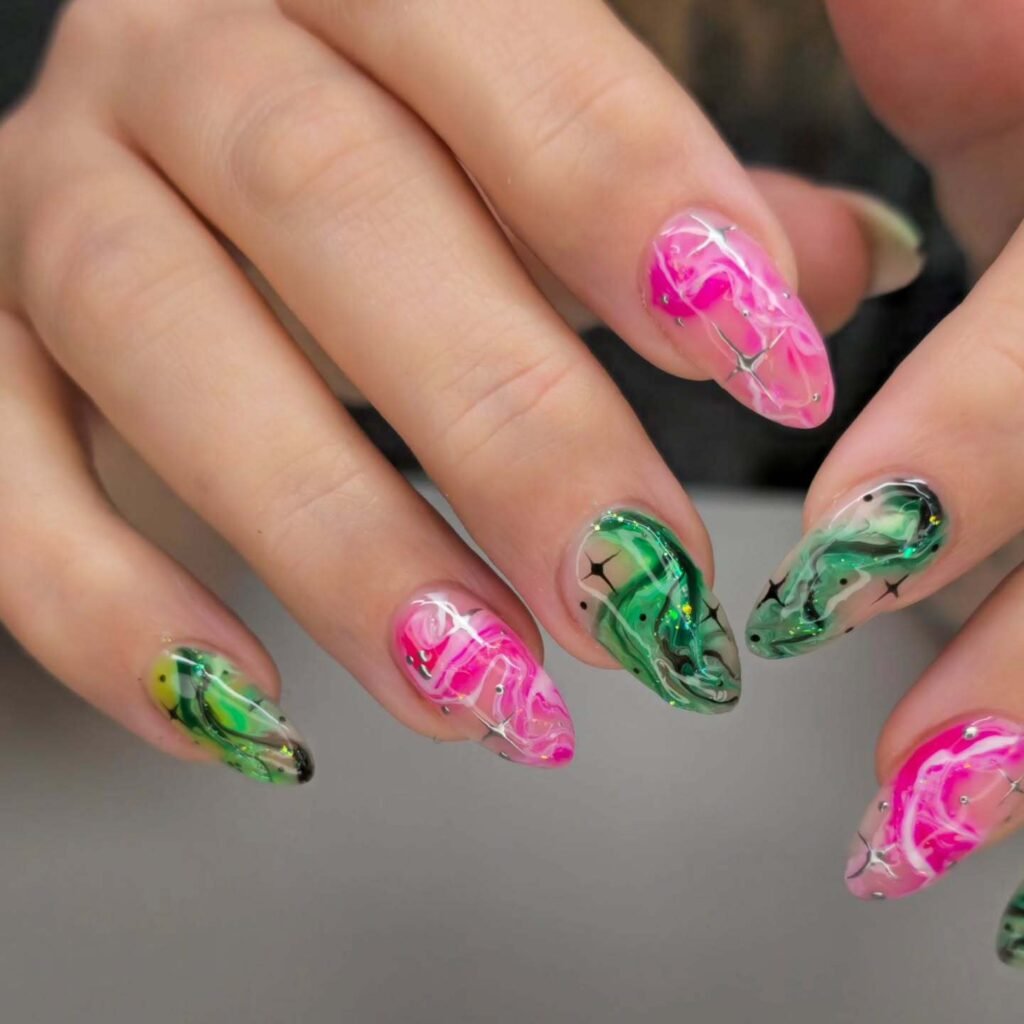 Toxic Marble Swirl nails