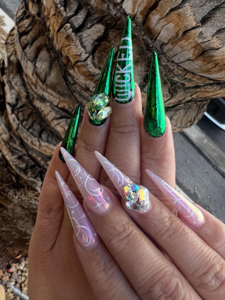 Wicked Chrome Stilettos nails