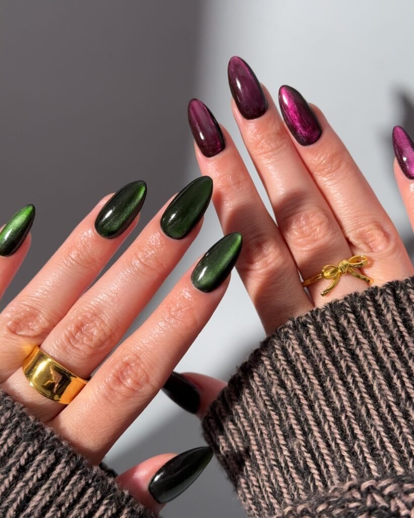 Dark Forest Duochrome nails