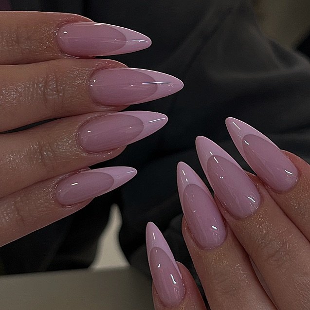 Milky Pink Swirl nails