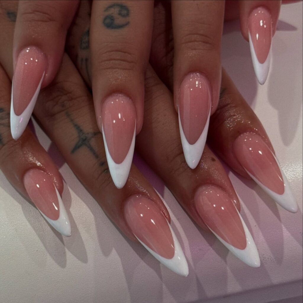 Stiletto White Tips nails