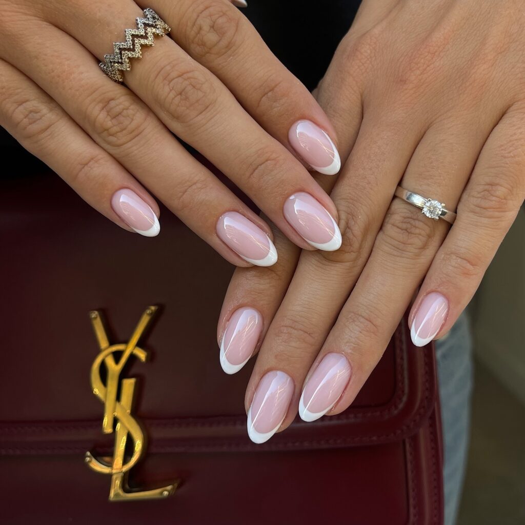 Gold Thread French nails