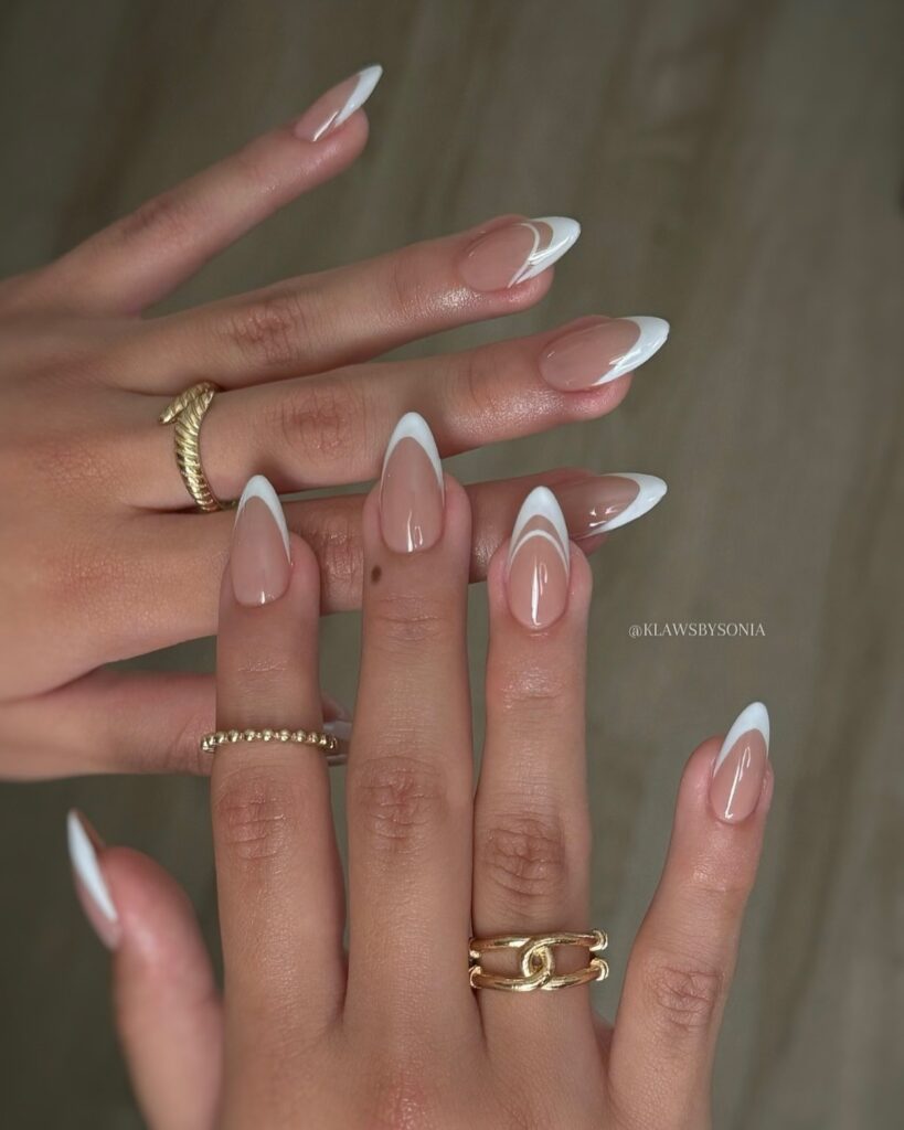 Stacked French Almonds nails