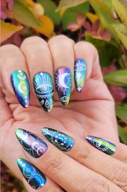 witchy chrome nails