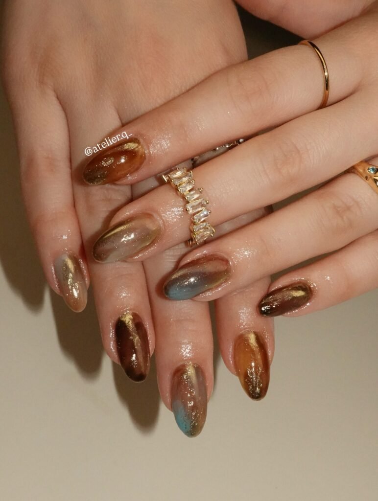 fall chrome nails