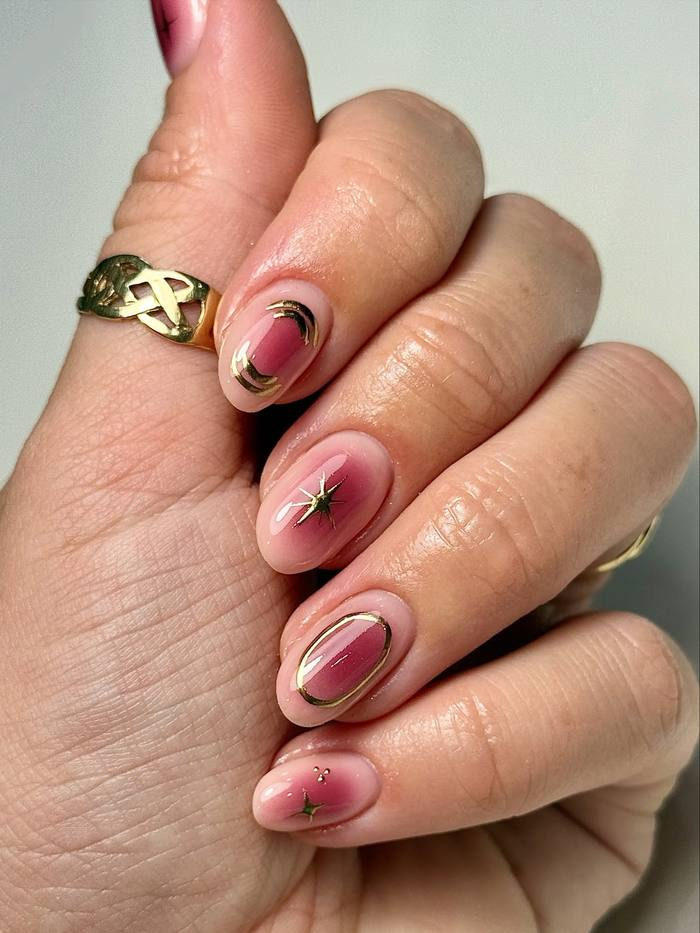 Mauve Jelly with Gold Line Art