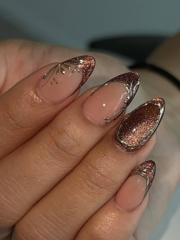 Copper Glitter Fade with Gold Veins