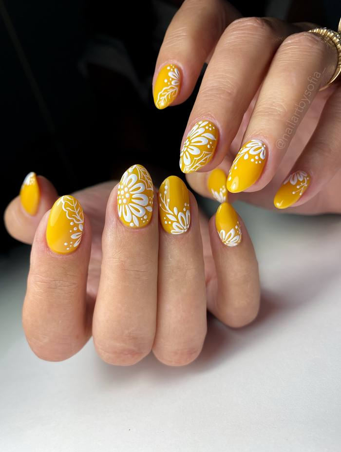 Marigold with White Florals