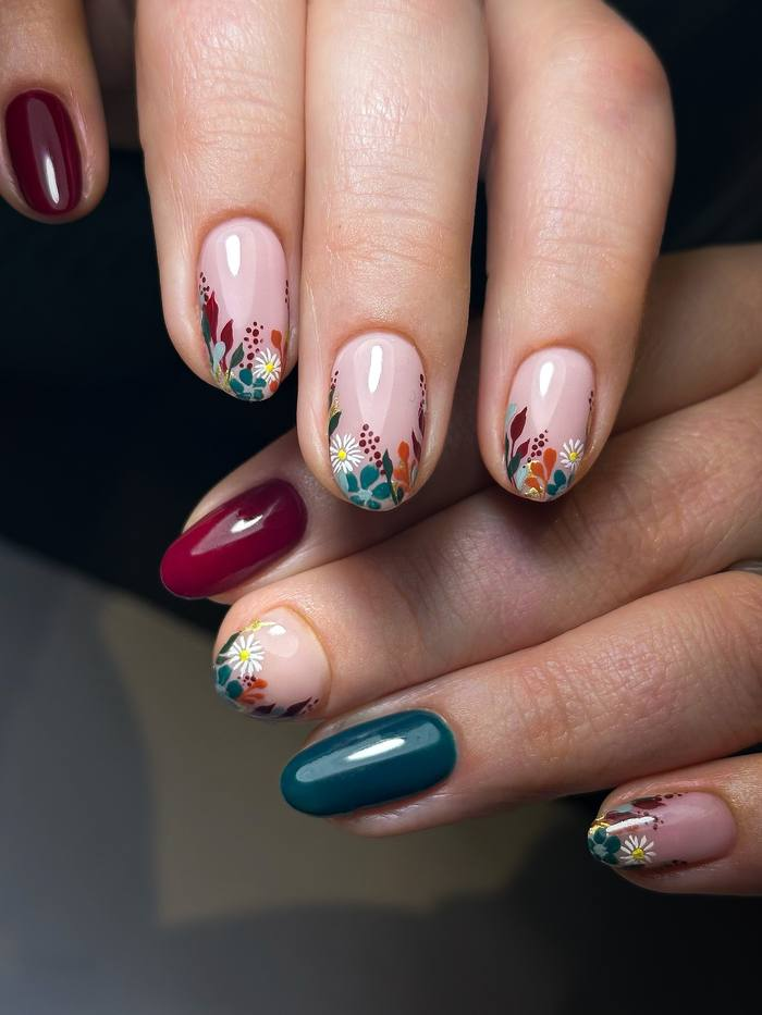 Wine Solid with Wildflower Accents