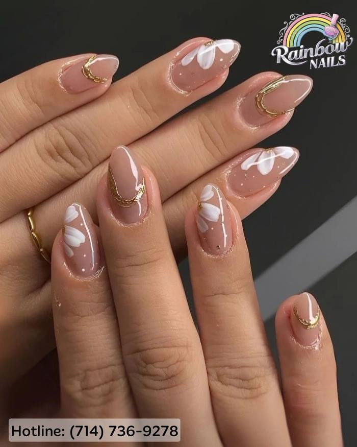 Nude with Gold Cuticle Lines