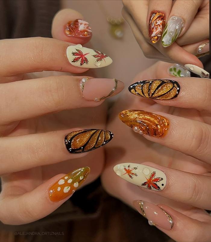 Ivory and Amber Butterfly Wings