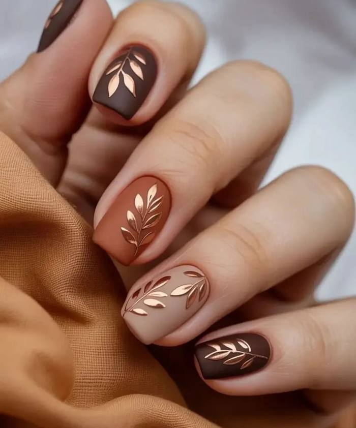 Espresso and Rust with Gold Leaves
