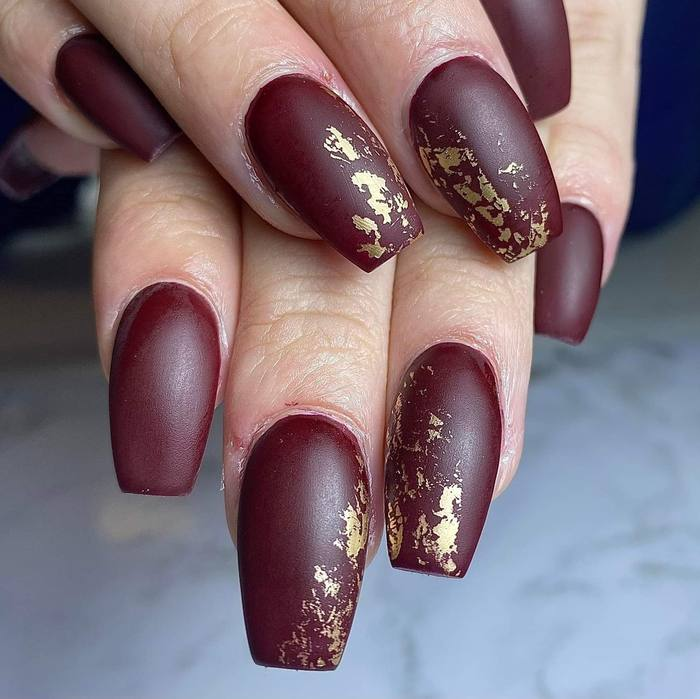 Oxblood Matte with Gold Foil Flakes