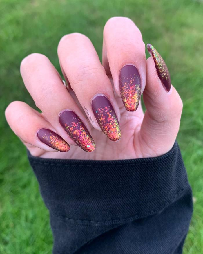Matte Plum with Flake Ombre
