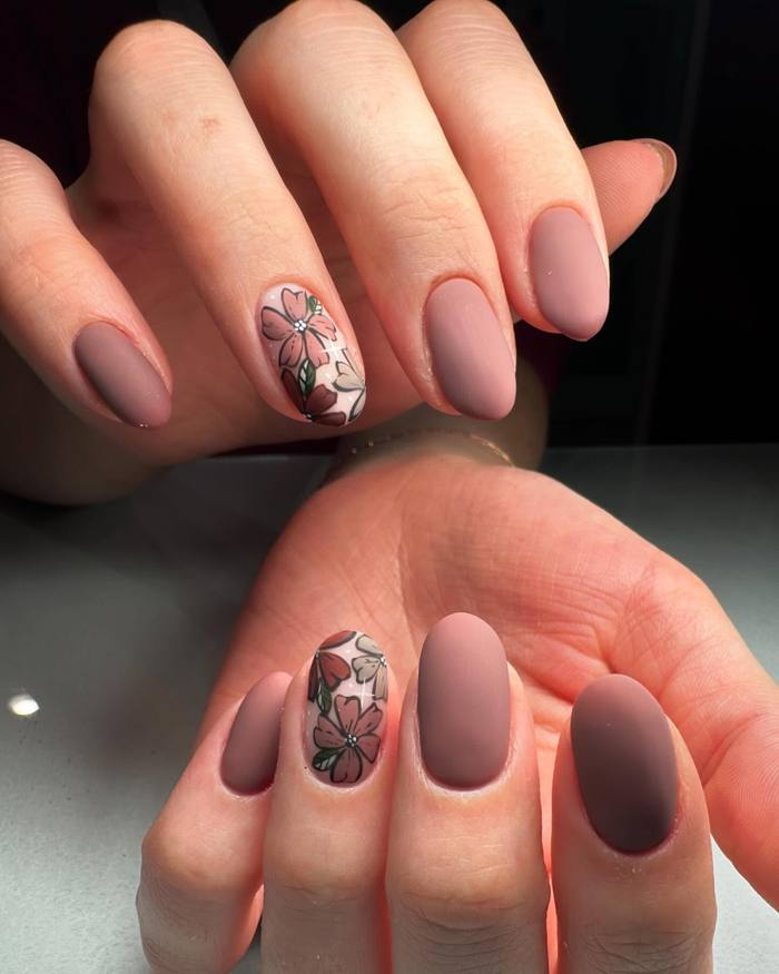 Mauve Matte with Painted Florals