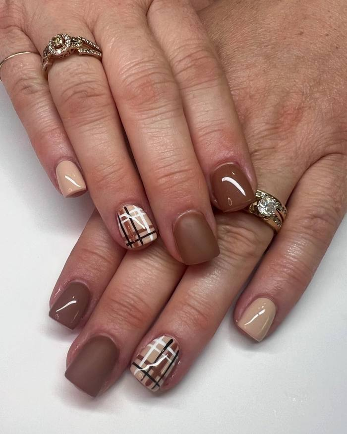 Mocha Matte with Plaid Accent