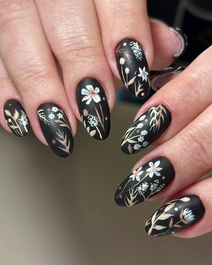Matte Black with Pressed Wildflowers