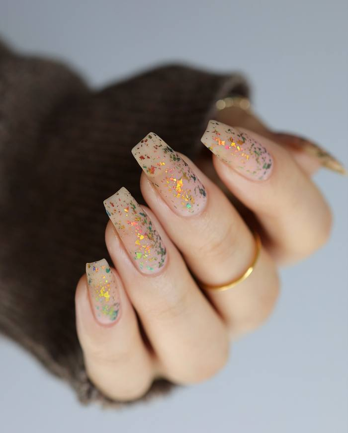 Sheer Nude with Confetti Flakes