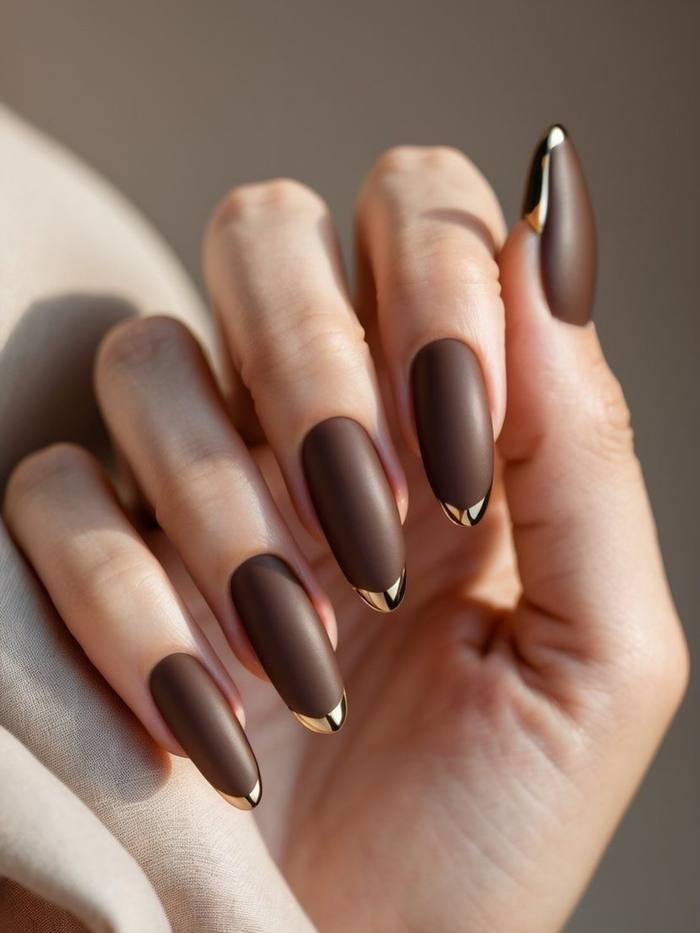 Cocoa Matte with Gold Foil Tips