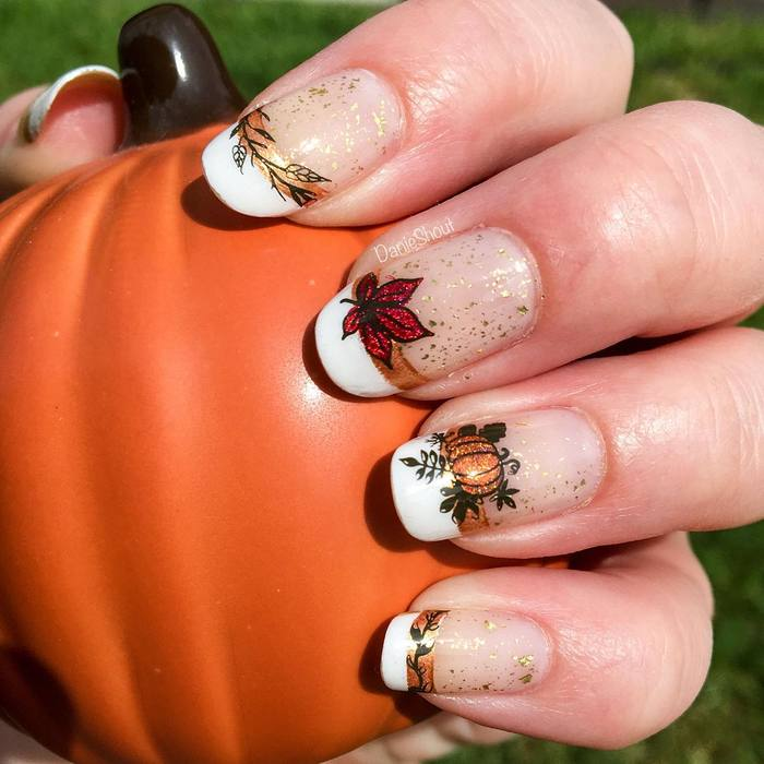 White Tip French with Harvest Charms