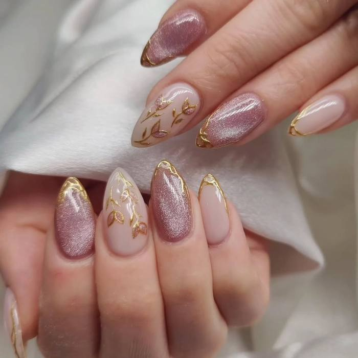 Rose Gold Cat Eye with Gilded Vines