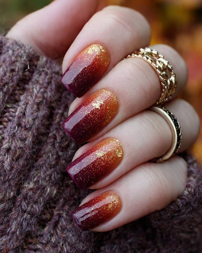 Wine-to-Amber Glitter Ombre