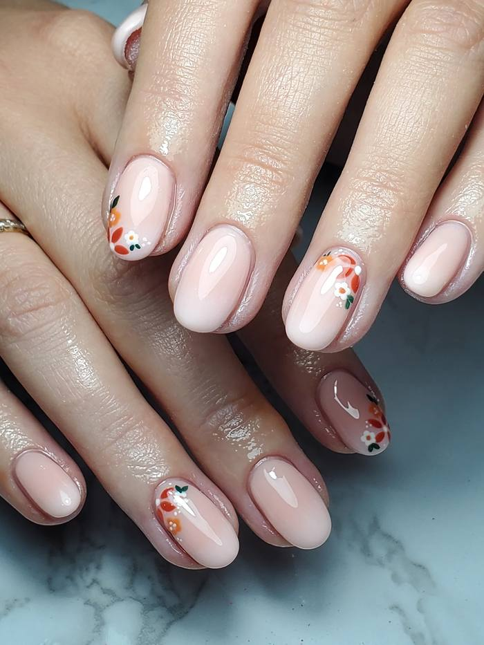 Milky Pink with Tiny Wildflowers