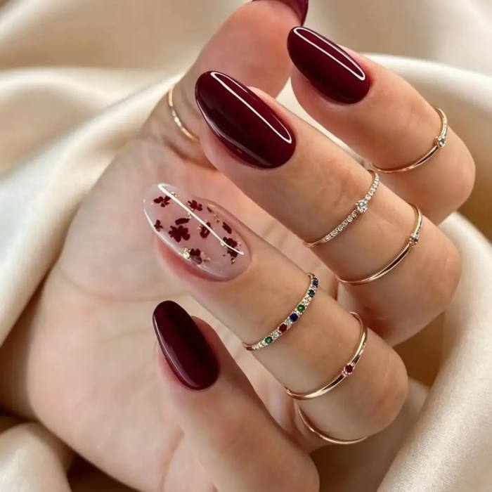 Oxblood with a Pressed Floral Accent