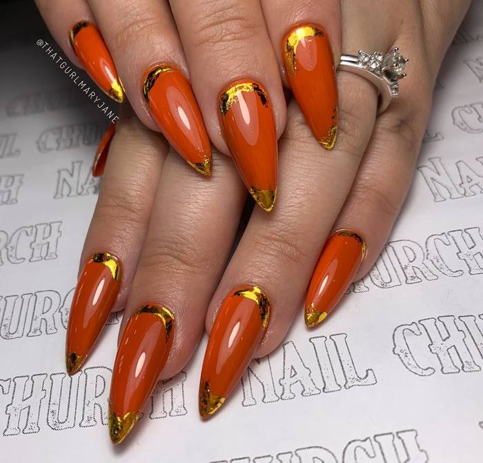 Burnt Orange with Cracked Gold Foil