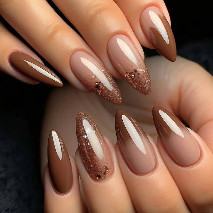 Chocolate Ombre with Glitter Fade