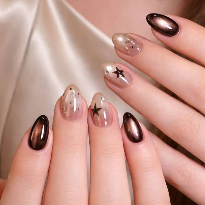 Cocoa Cat Eye with Star Charms