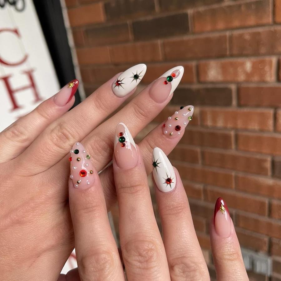 DDuyubeP-_JKait — Festive Jewel-Dotted Almond Nails