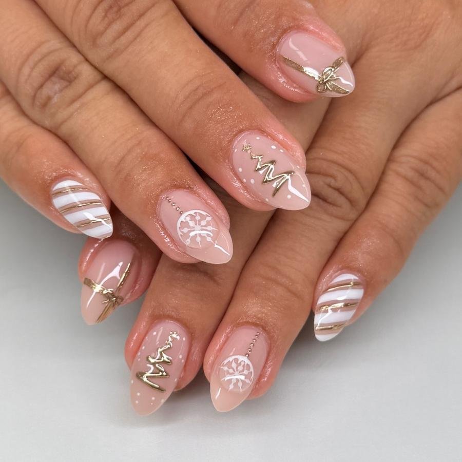 DSF563Nj1H9Tiara Nails Hawaii — Soft Pink Almond Nails with White Winter Details