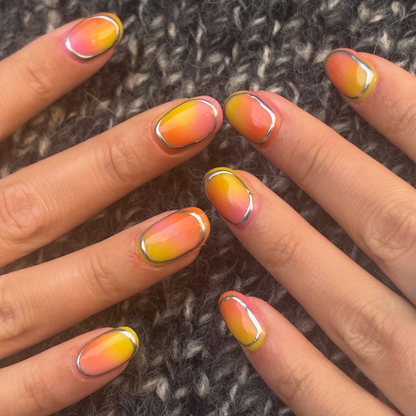 Orange and Yellow Sunset Gradient Nails
