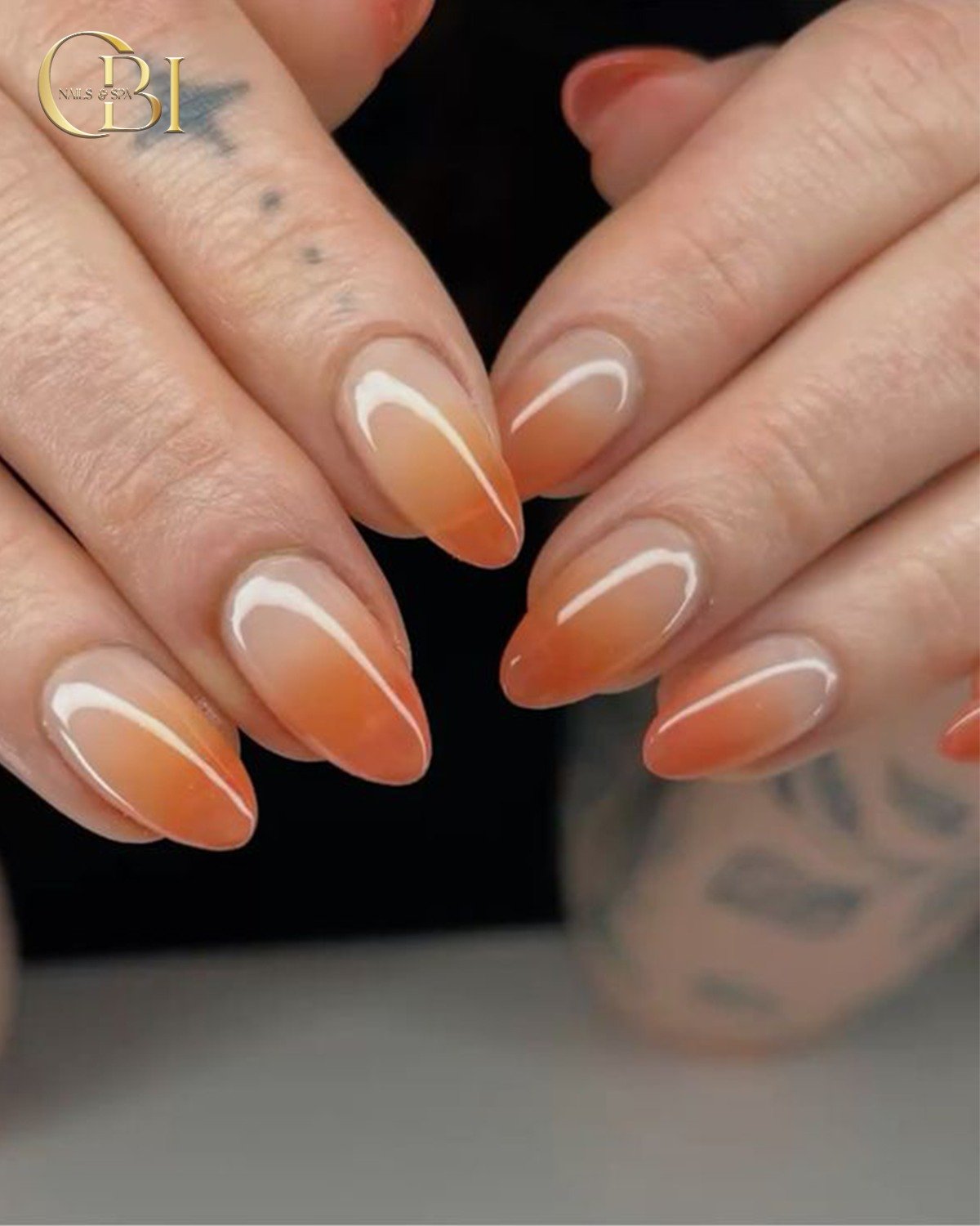 Sheer Peach Nails with White Curved French Accents