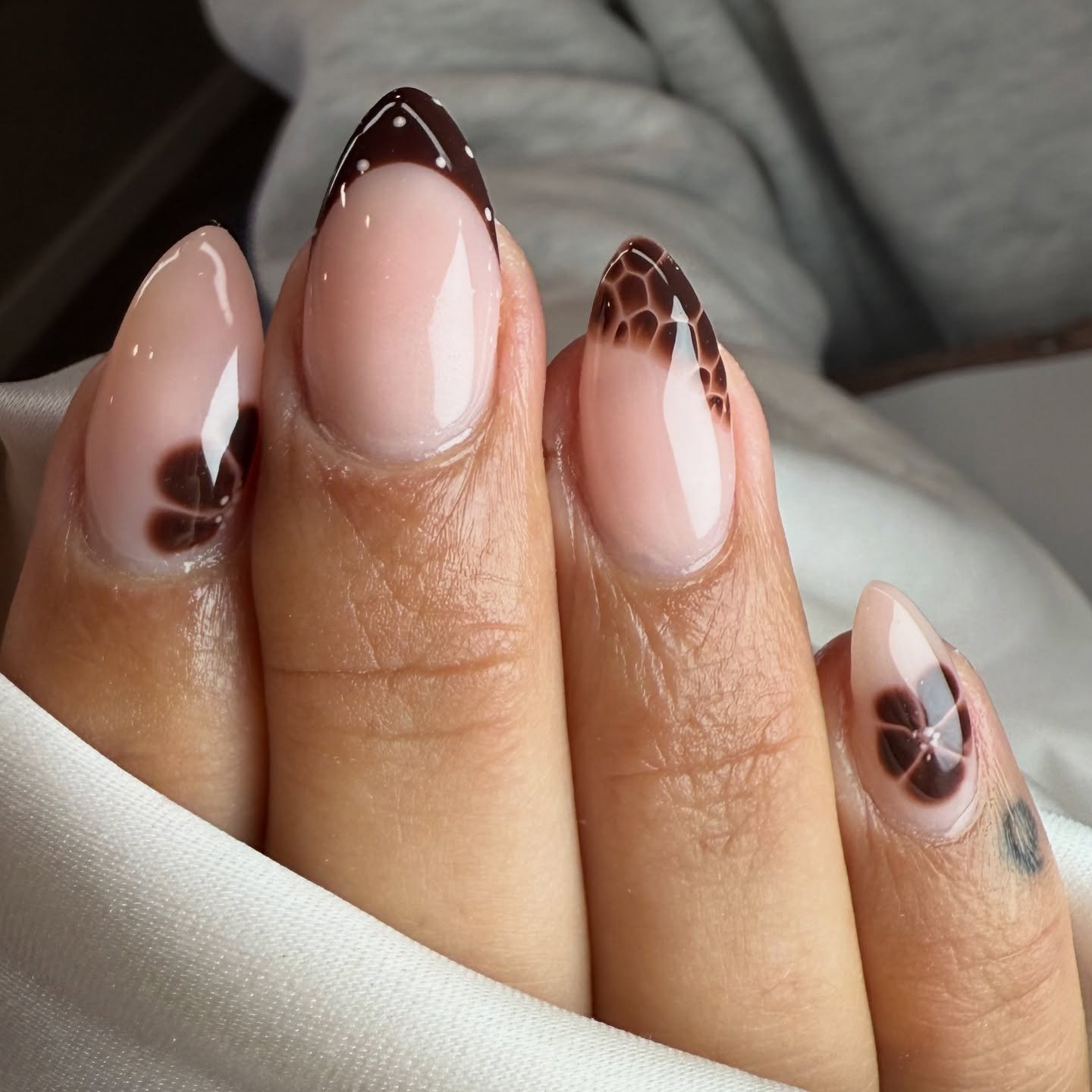 Nude Nails with Chocolate French Tips