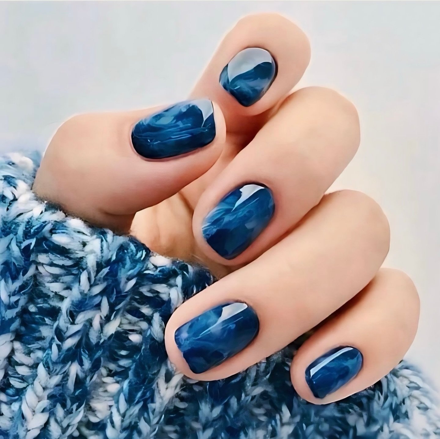 Deep Blue Glossy Nails