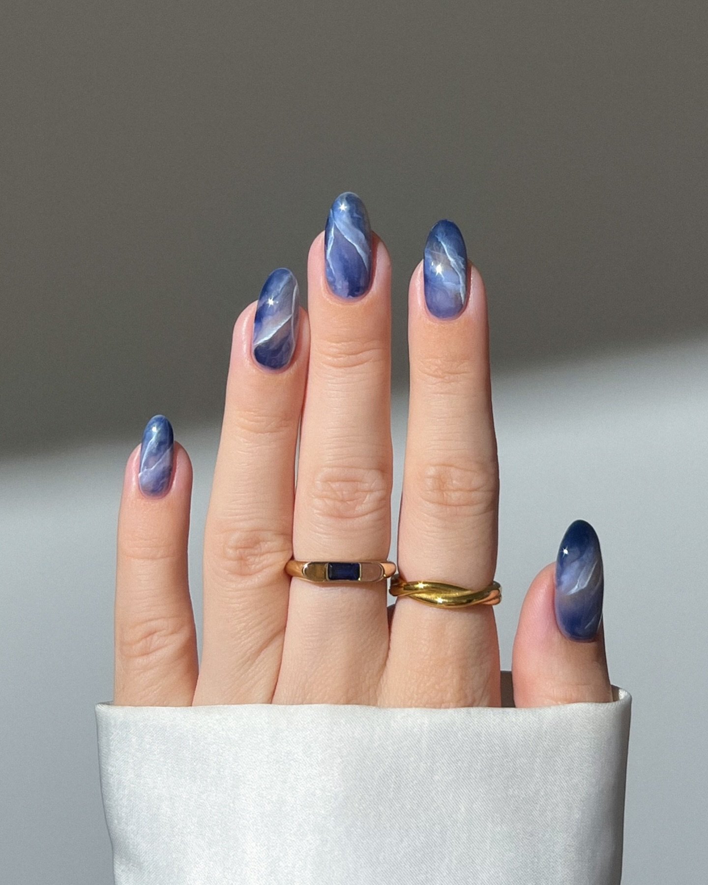 Blue Marble Nails