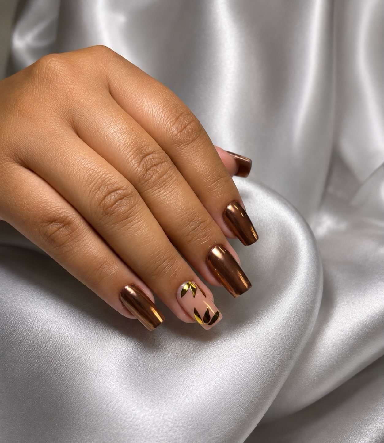 Metallic Bronze Coffin Nails with a Geometric Accent