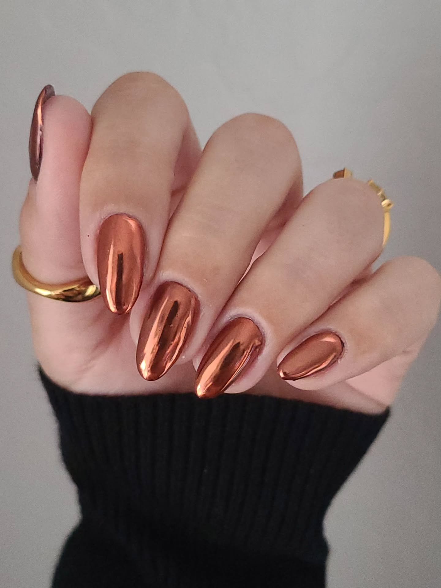 Rose Bronze Almond Nails