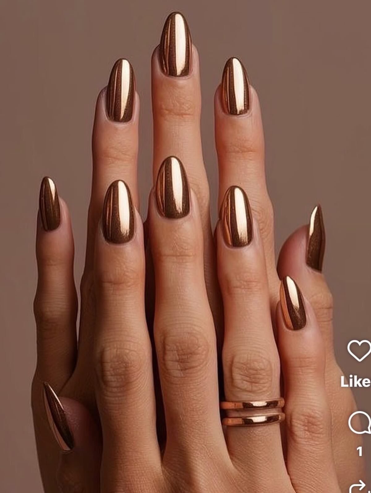 Long Bronze Stiletto Nails