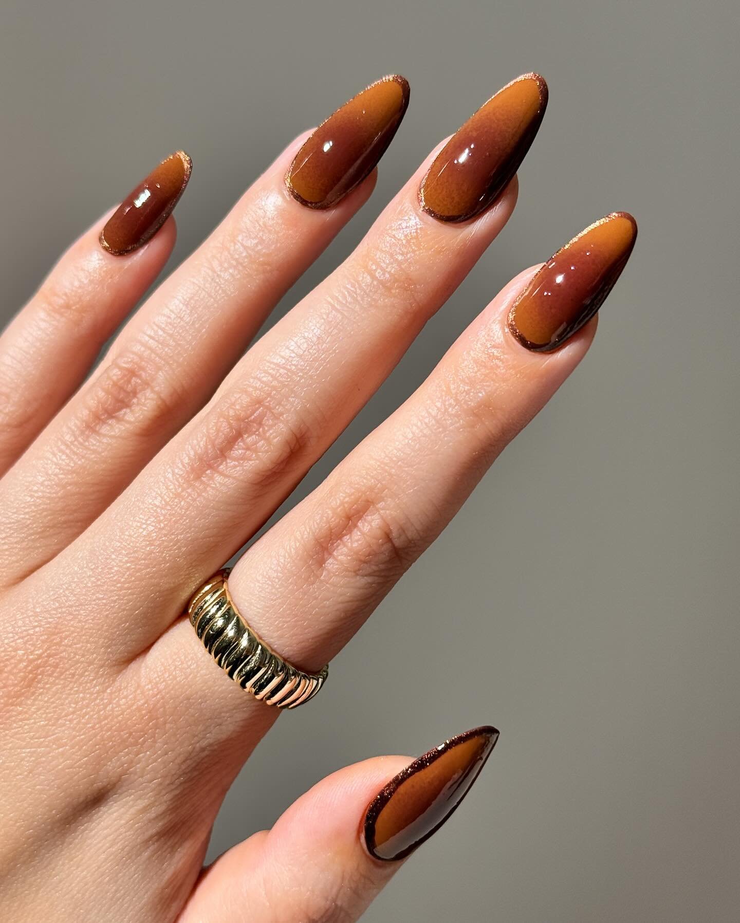 Burnt Orange-Bronze Stiletto Nails