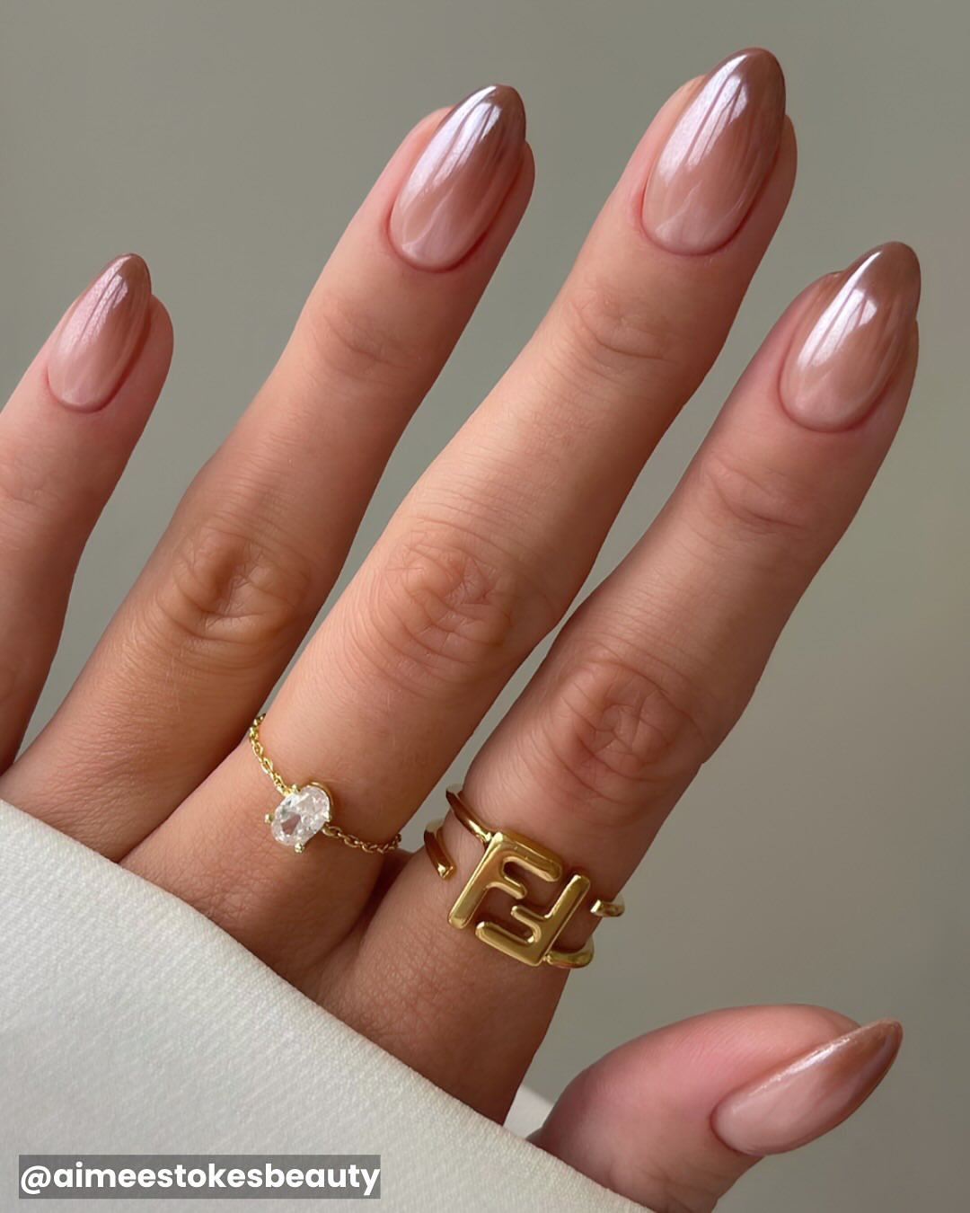 Minimal Brown Chrome French Tips