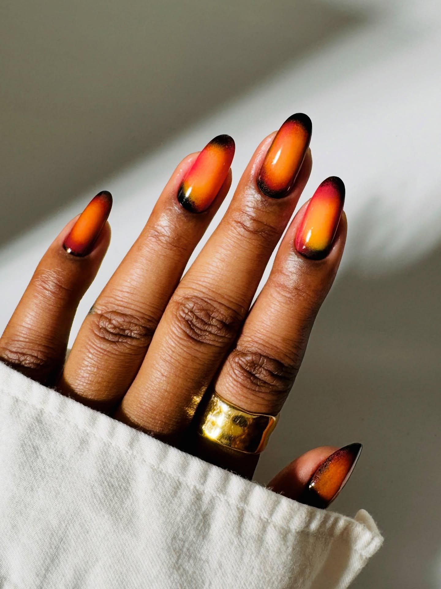Orange and Brown Gradient Stiletto Tips