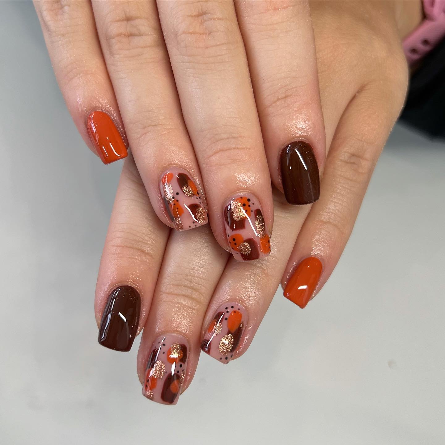 Brown, Orange, and Blue Statement Nail Mix