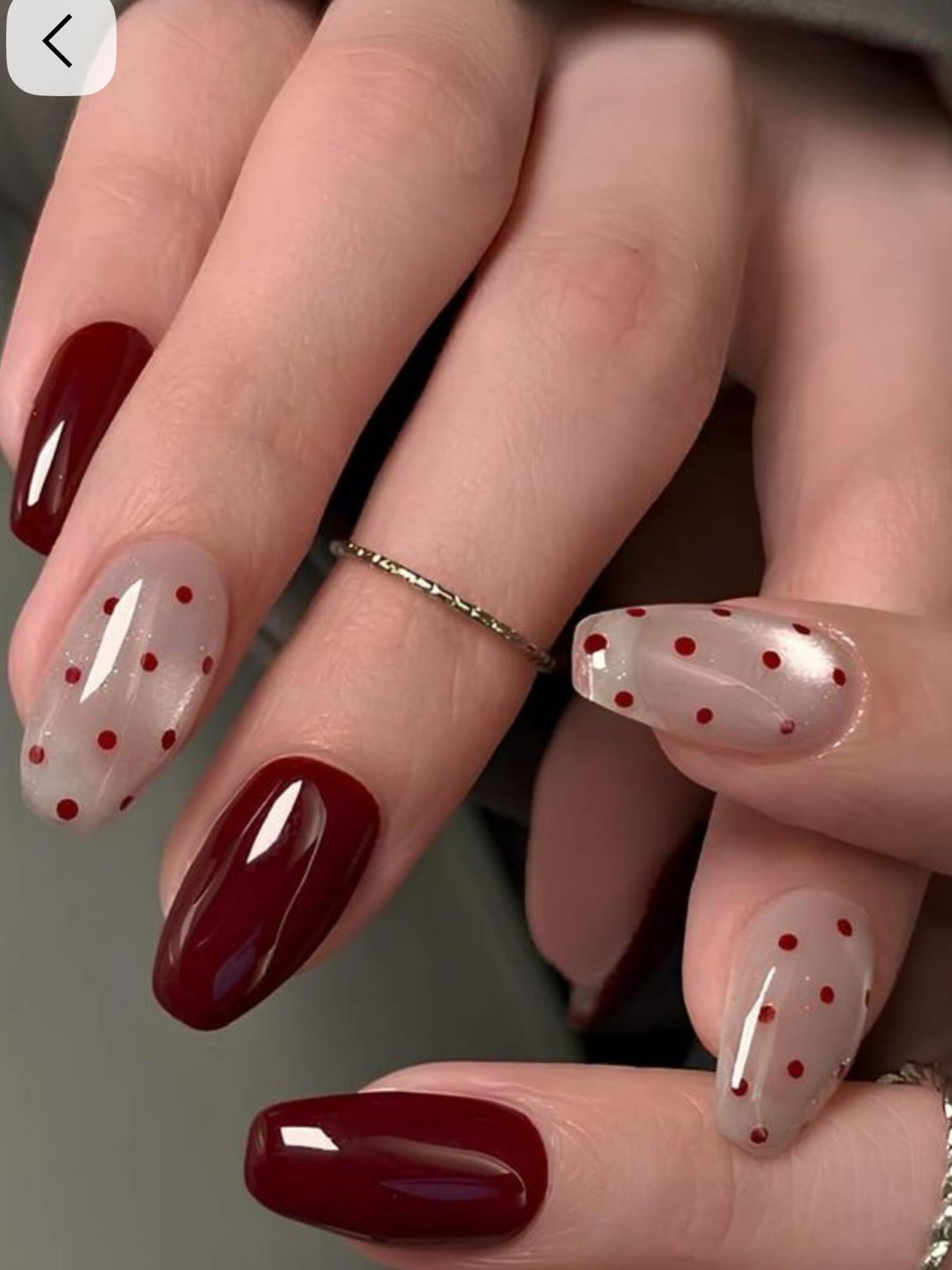 Short Burgundy Nails with Pink Polka-Dot Accents — DYadmhdBpgvDany.jpg