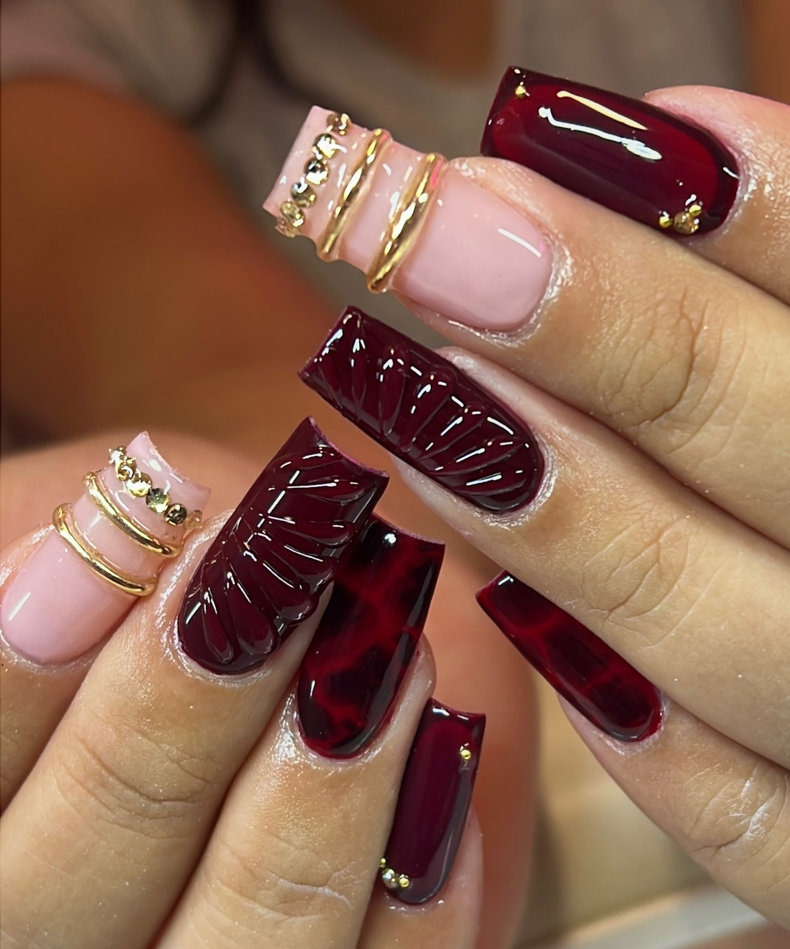 Long Burgundy Nails with Fine Gold Details — DcFMv_QRj9-Gloria Nail Art Specialist Oceanside.jpg